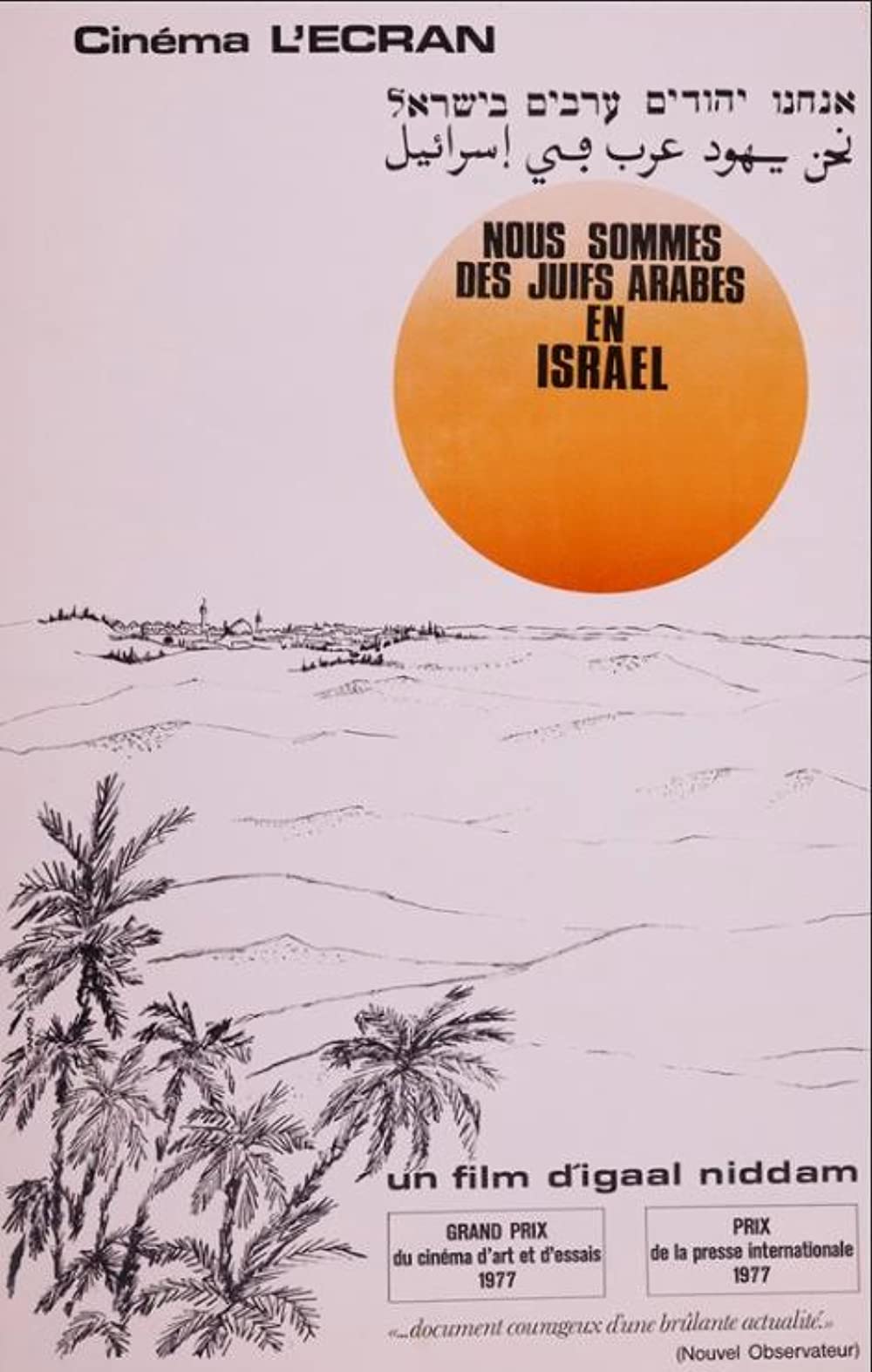 affiche du film Nous sommes des Juifs arabes en Israël