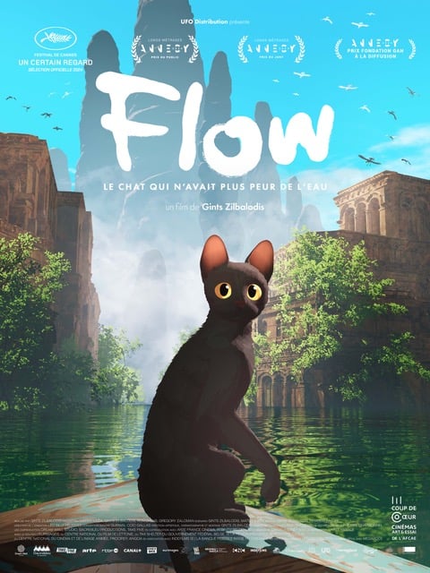 affiche du film Flow, le chat qui n’avait plus peur de l’eau