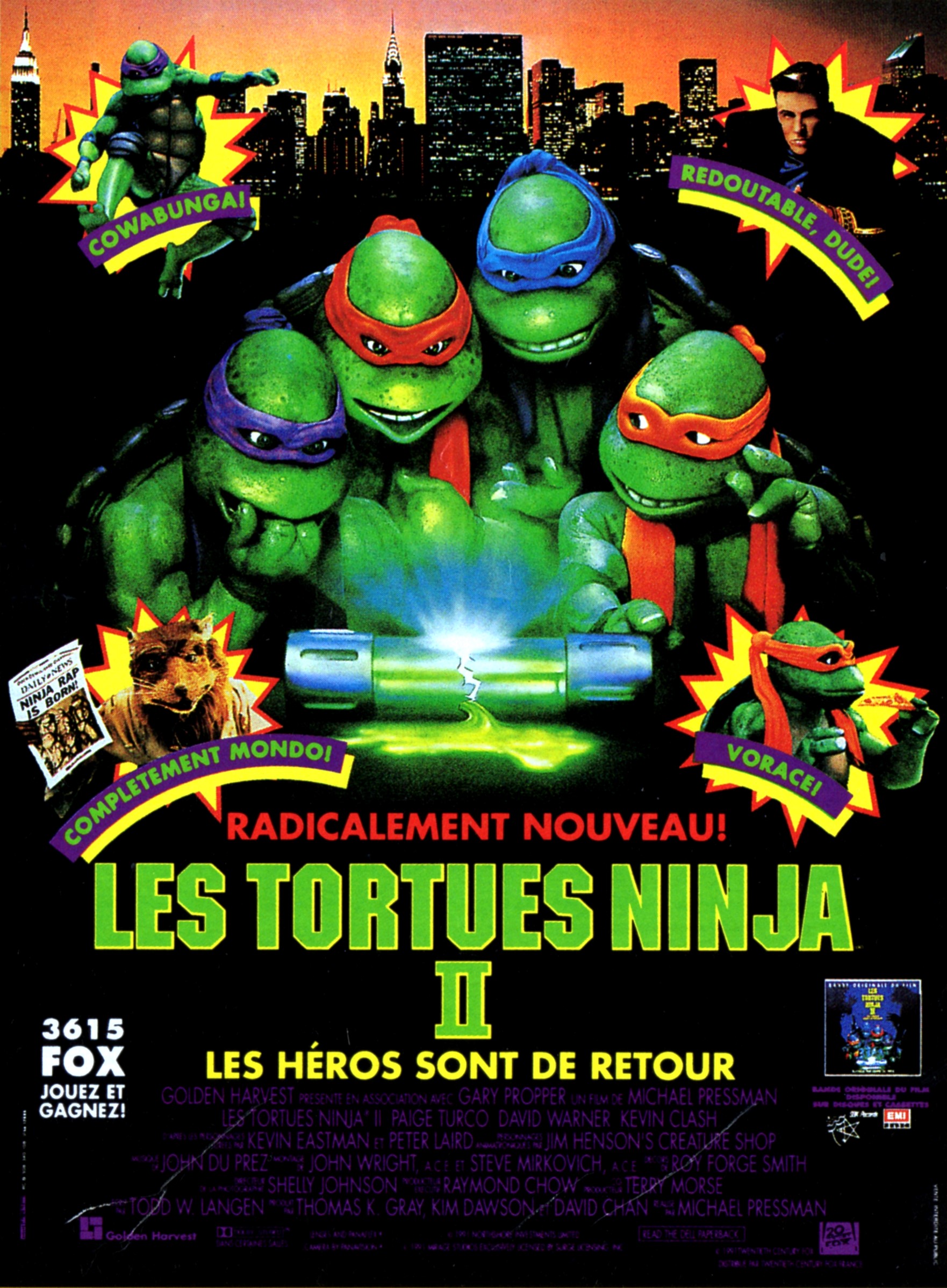 affiche du film Les Tortues Ninja II : Les héros sont de retour