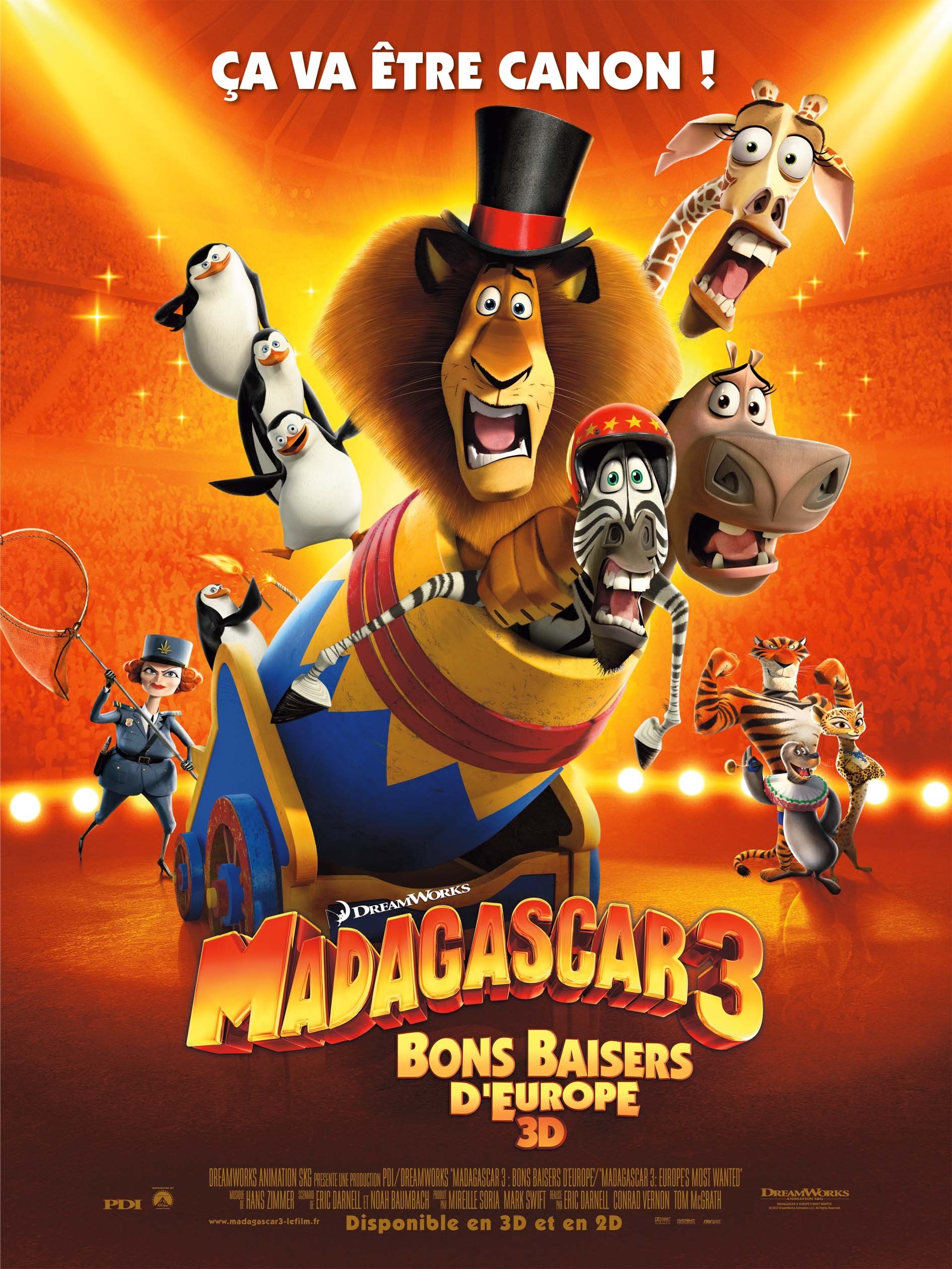affiche du film Madagascar 3 : Bons baisers d'Europe