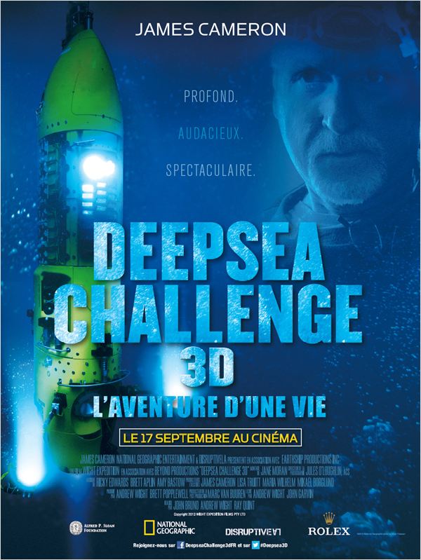 affiche du film Deepsea Challenge 3D, l'aventure d'une vie