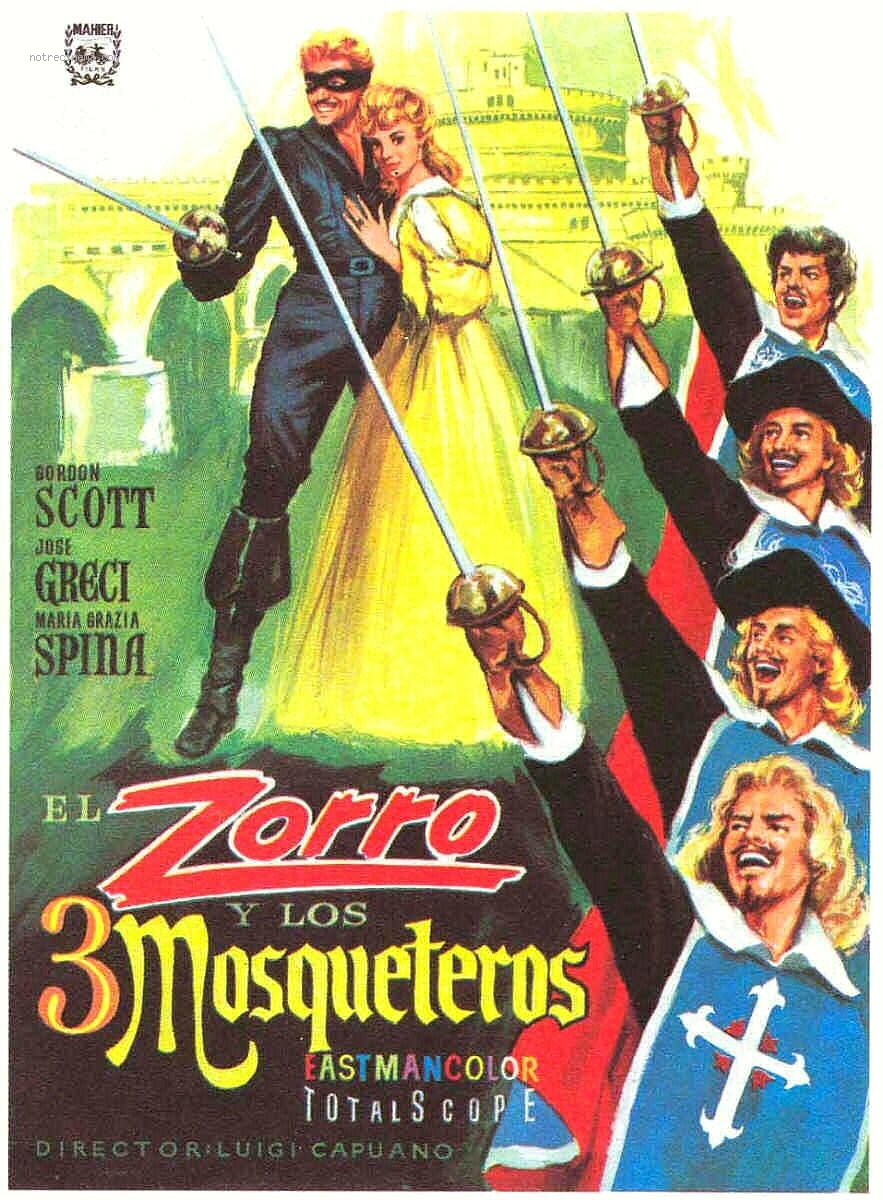 affiche du film Zorro et les trois mousquetaires