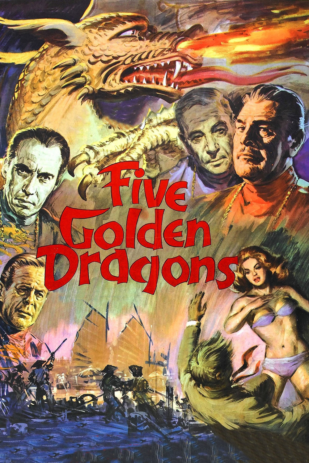 affiche du film Five Golden Dragons