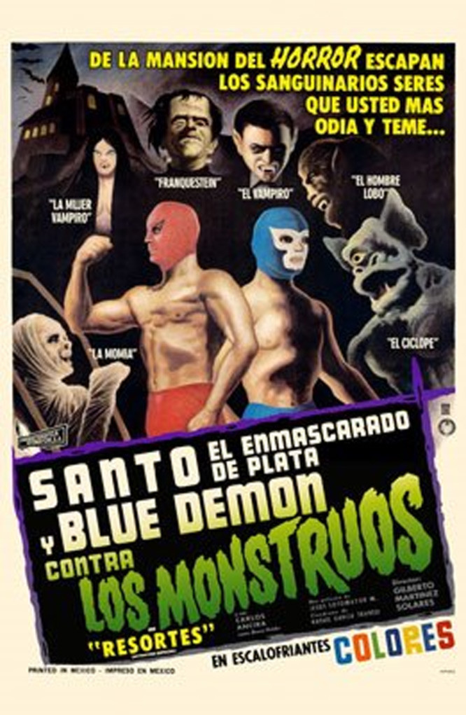 affiche du film Santo el enmascarado de plata y Blue Demon contra los monstruos