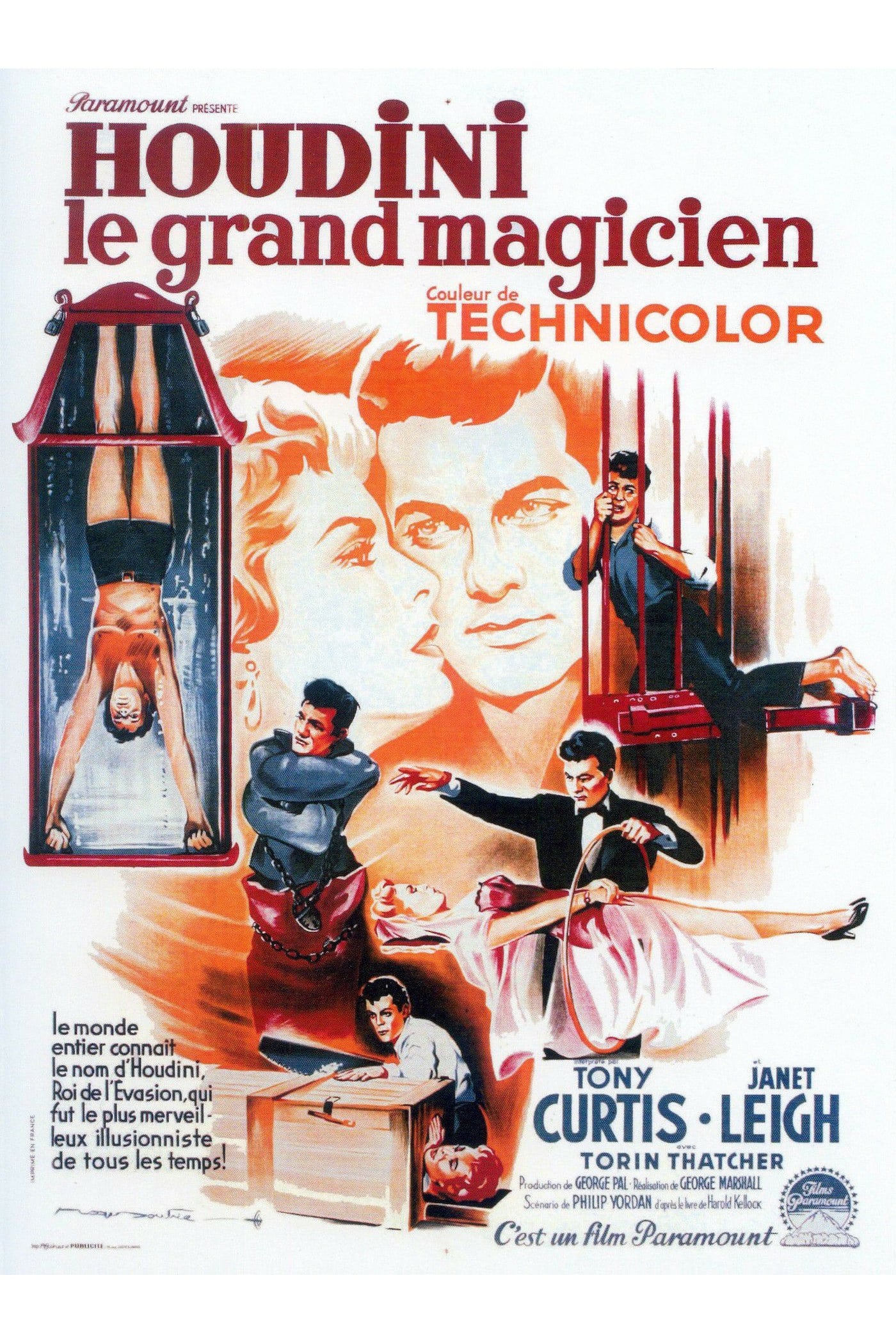 affiche du film Houdini le grand magicien